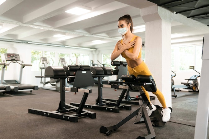 A woman exercising in a fitness centre
